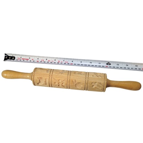 Vintage Springerle Cookie Mold Carved Wooden Rolling Pin - photo 5