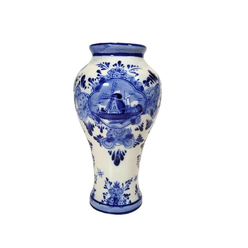 Vintage Dutch Delft Blue Hand Painted Vase