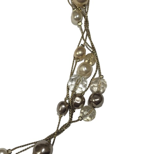 Liz Claiborne Faux Pearl Gold Tone Link Choker Necklace - photo 2
