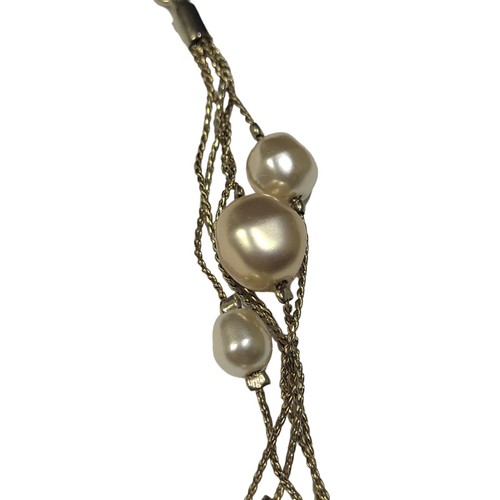 Liz Claiborne Faux Pearl Gold Tone Link Choker Necklace - photo 3