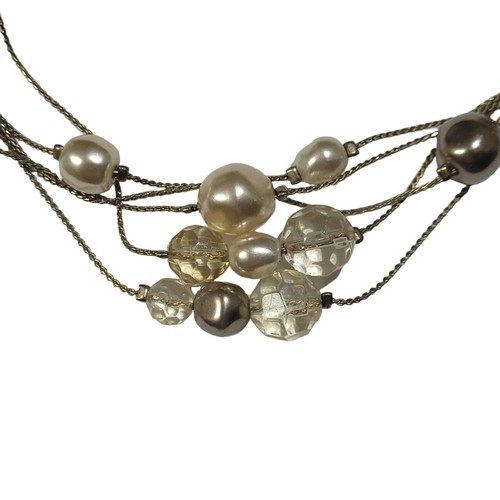 Liz Claiborne Faux Pearl Gold Tone Link Choker Necklace - photo 4