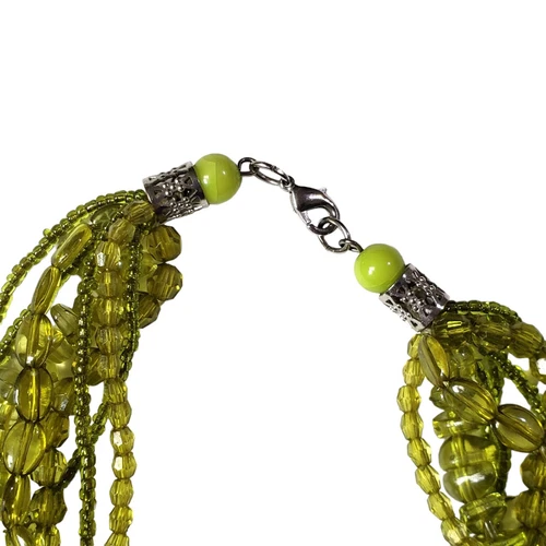 Vintage Beaded Necklace Avocado Green - photo 2