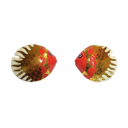 Vintage Wooden Gold Fish Earrings