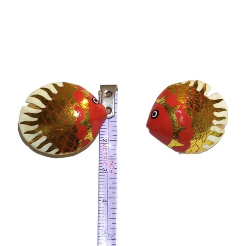 Vintage Wooden Gold Fish Earrings - photo 4