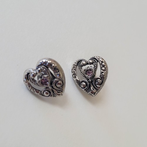 AVON Silver Tone Victorian Marcasite Heart Pink Rhinestone Clip - photo 2