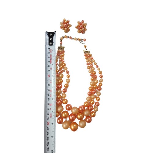 Vintage 3-Strand Plastic Glass Bead Bib Choker Necklace - photo 4
