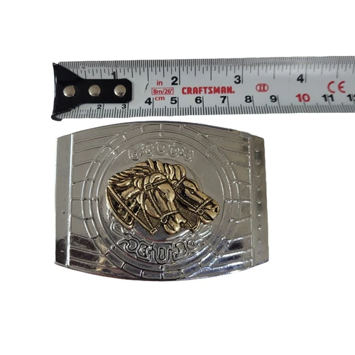 Vintage Western Belt Buckle Horse Silver / Gold Color - photo 3