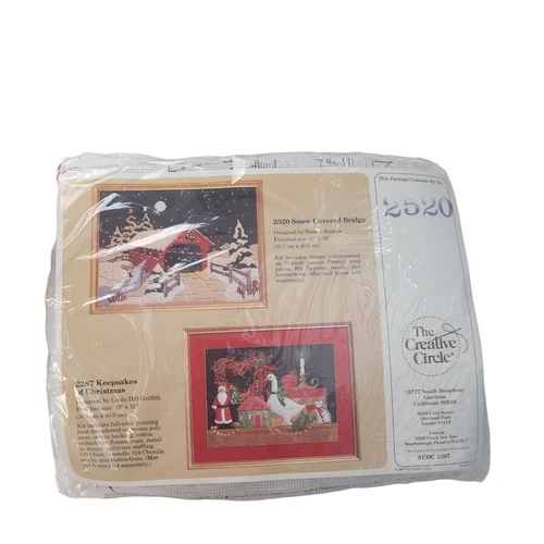 Vintage Creative Circle Needlecraft Kit #2520 Snow Covered Bridg