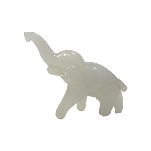 Vintage Miniature Hand Carved Milkglass Elephant Figurine