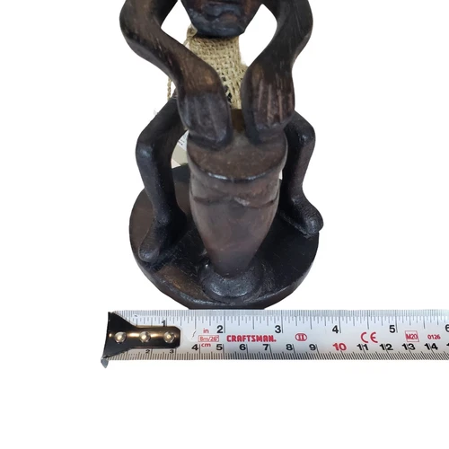 Wooden Drumming Man Tiki Tribal Figurine - Hand Carved - photo 5