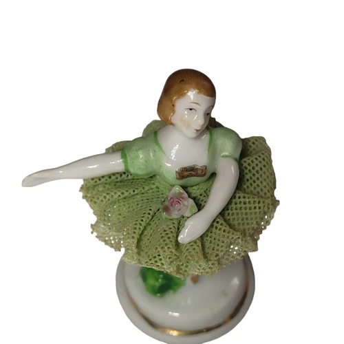 Vintage Japan Porcelain Lace Green Ballerina Figurine - photo 2