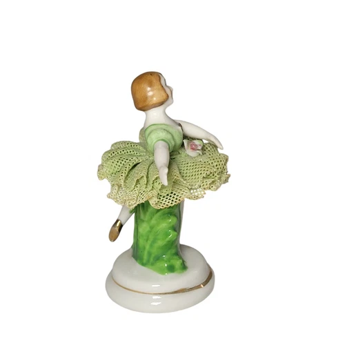 Vintage Japan Porcelain Lace Green Ballerina Figurine - photo 3