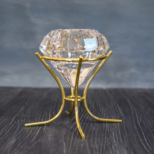 PartyLite Crystal Diamond Shaped Solitaire Candle Holder tealite - photo 2