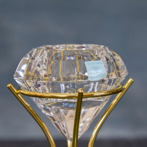 PartyLite Crystal Diamond Shaped Solitaire Candle Holder tealite - photo 3