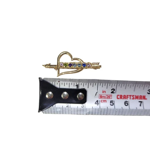 Vintage Arrow Double Heart Brooch - photo 3