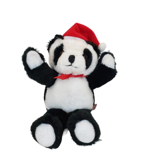 Vintage Russ Berrie Christmas Panda Bear Plush Toy