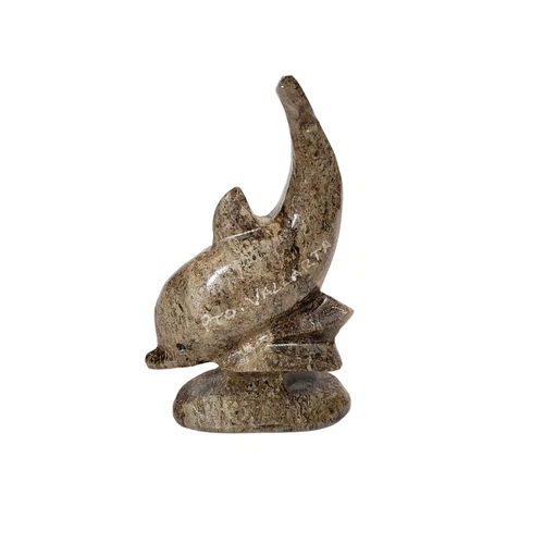 Vintage Hand CARVED Granite Stone Dolphin Sculpture