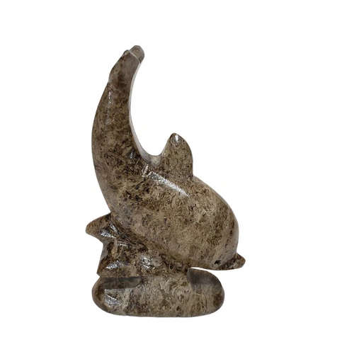 Vintage Hand CARVED Granite Stone Dolphin Sculpture - photo 3