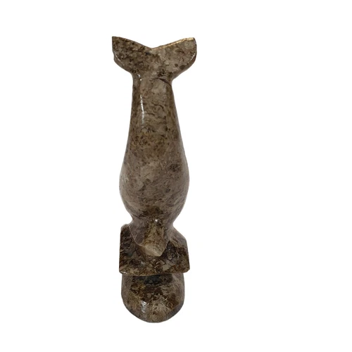 Vintage Hand CARVED Granite Stone Dolphin Sculpture - photo 4