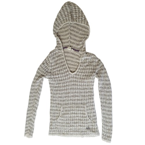 Roxy Open Knit Teene Girls Jumper Hoodie White/Gray S