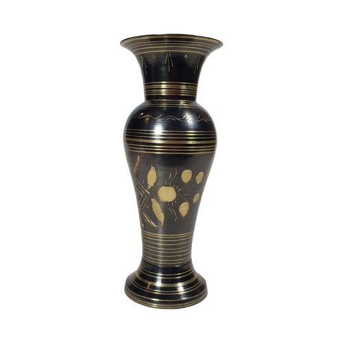 Vintage Handmade Solid Black Brass Floral Vase - photo 3
