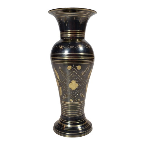Vintage Handmade Solid Black Brass Floral Vase - photo 4