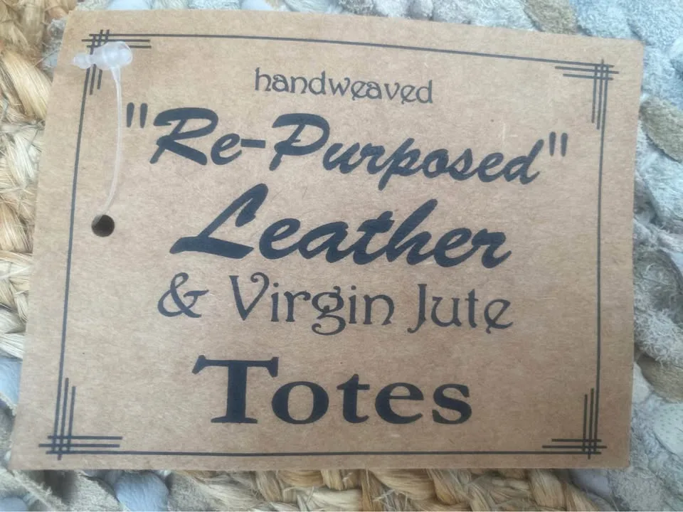 NWT Handwoven Recycled Leather & Virgin Jute Tote image indicator(6)