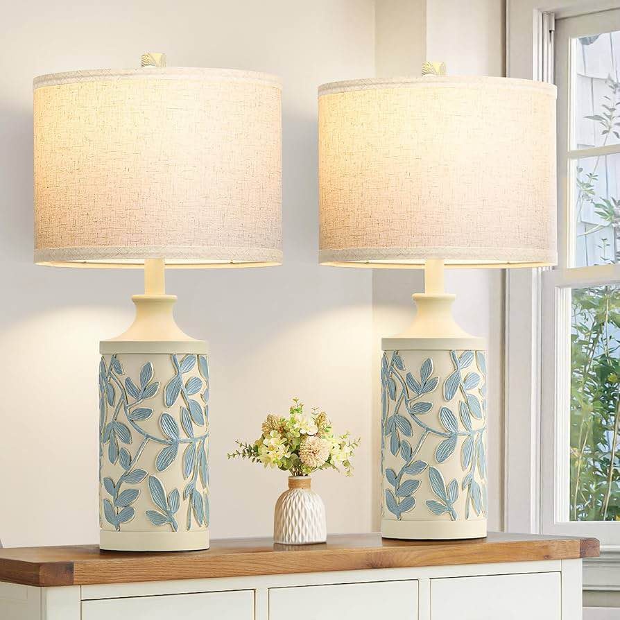 Farmhouse Cream Table Lamps Set of 2 - photo 2