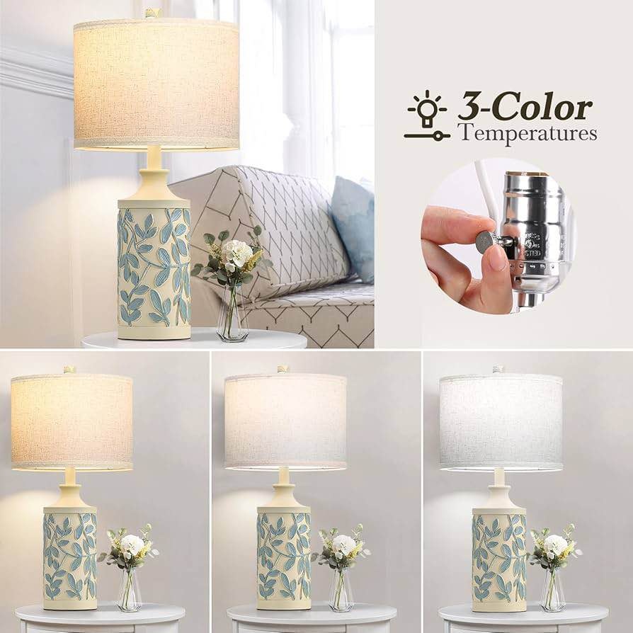 Farmhouse Cream Table Lamps Set of 2 - photo 3