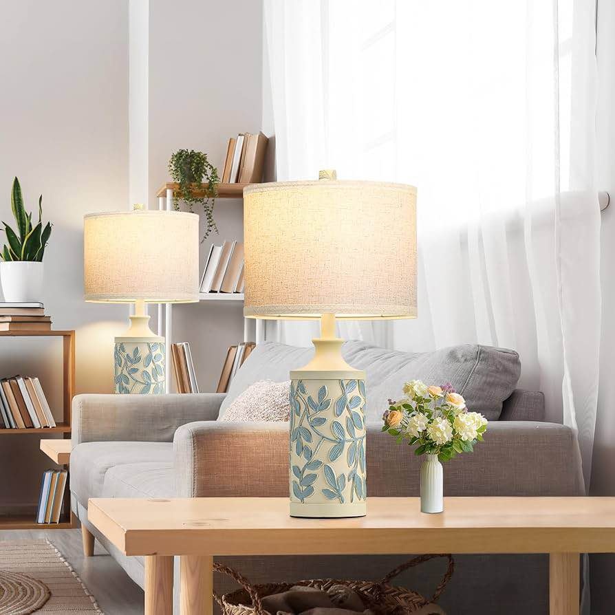 Farmhouse Cream Table Lamps Set of 2 - photo 4