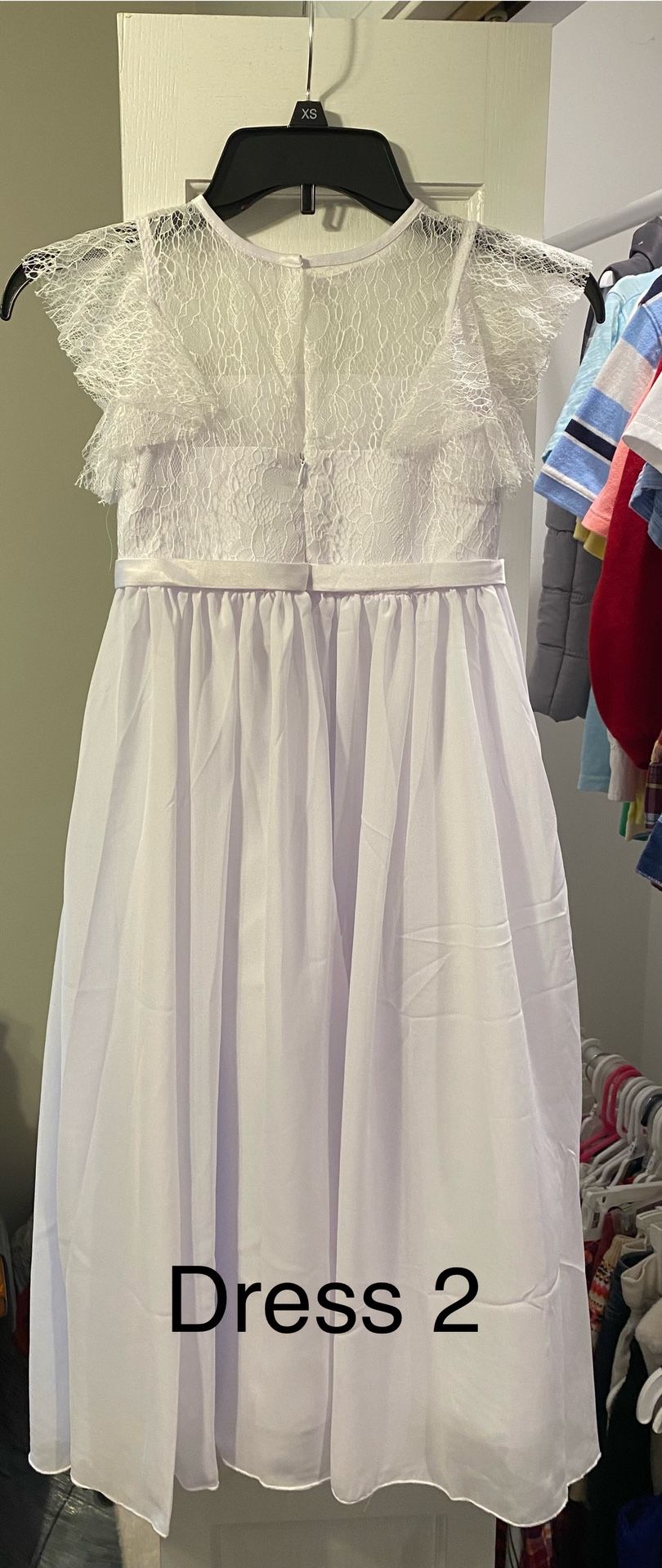 Little Girls White Communion Dress Size 6/7 $10 - photo 3