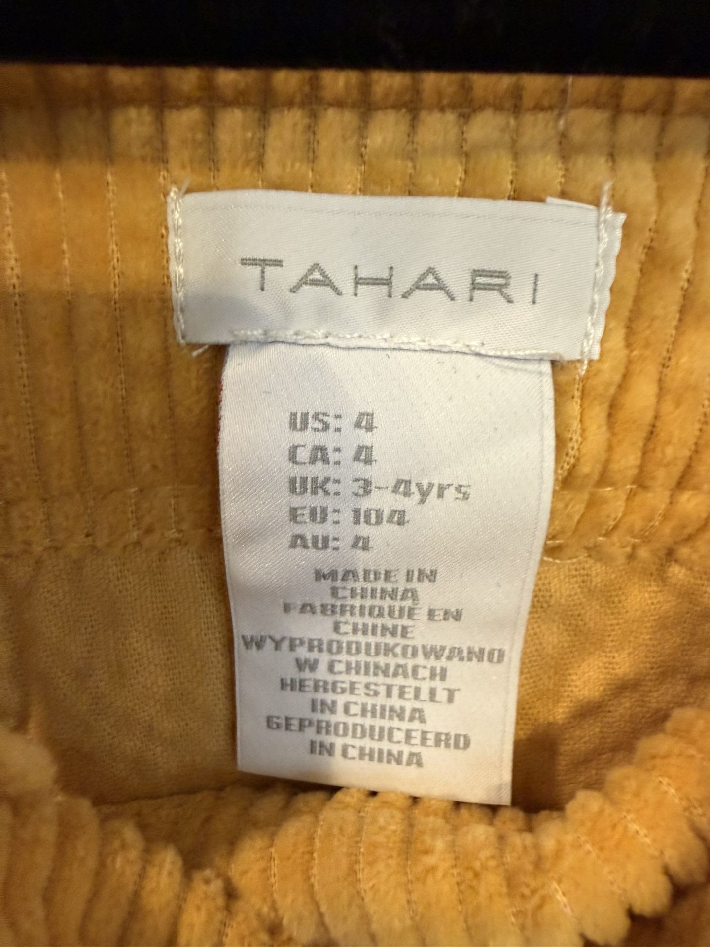 Girls Size 4T Tahari Golden Yellow Corduroy Overall Jumper Skirt - photo 2