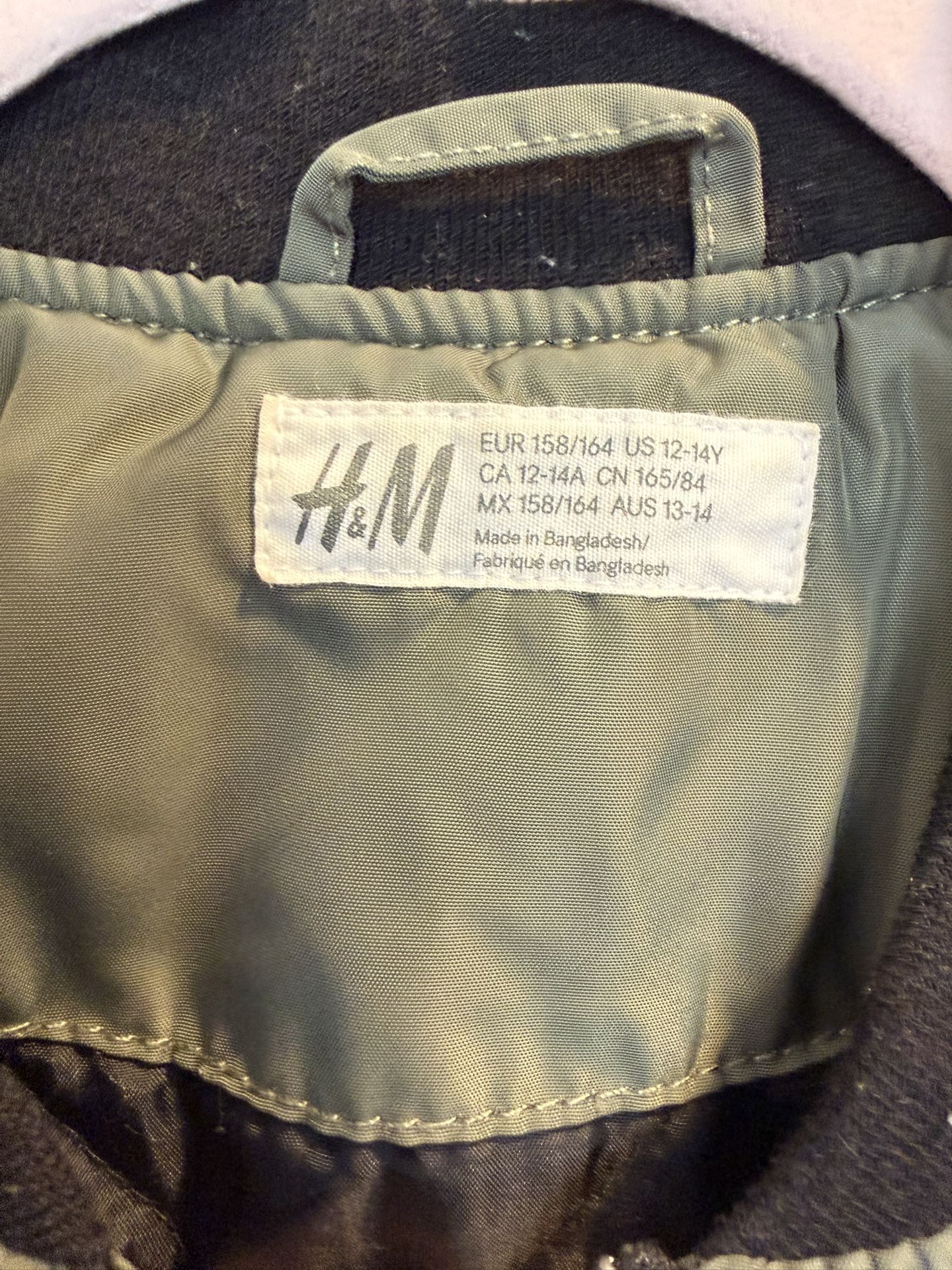 Youth 12/14Y Olive Green H&M Bomber Jacket $15 - photo 2