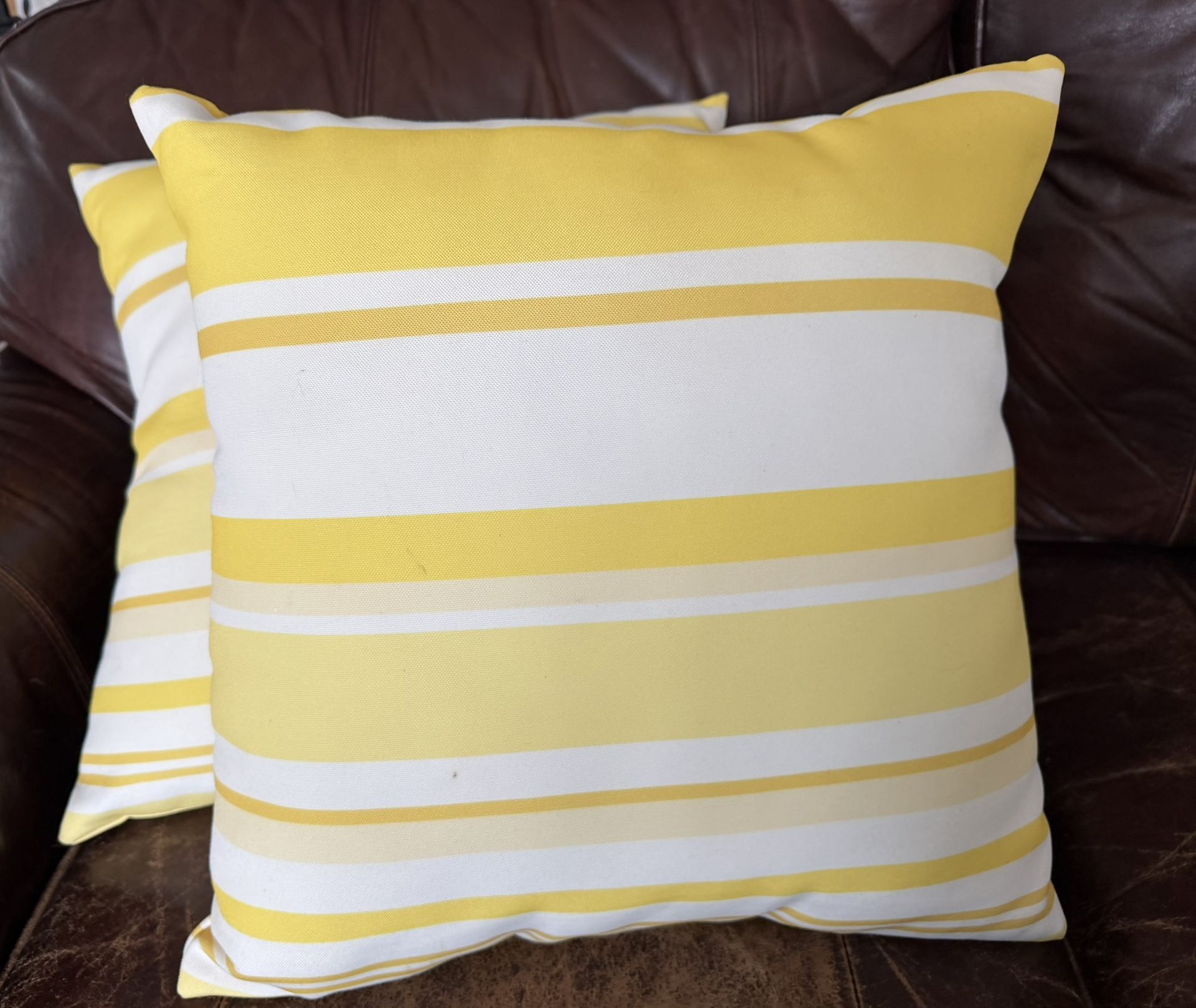 Set of 18” Yellow & White striped, Outdoor Throw Pillows - photo 2