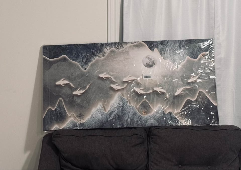 Abstract Wall Art Mountain Fish Frame Hanging Art 60x120cm - photo 2