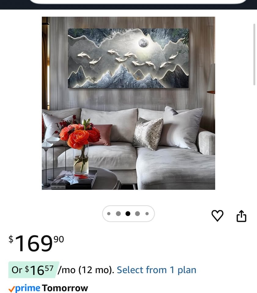 Abstract Wall Art Mountain Fish Frame Hanging Art 60x120cm - photo 4