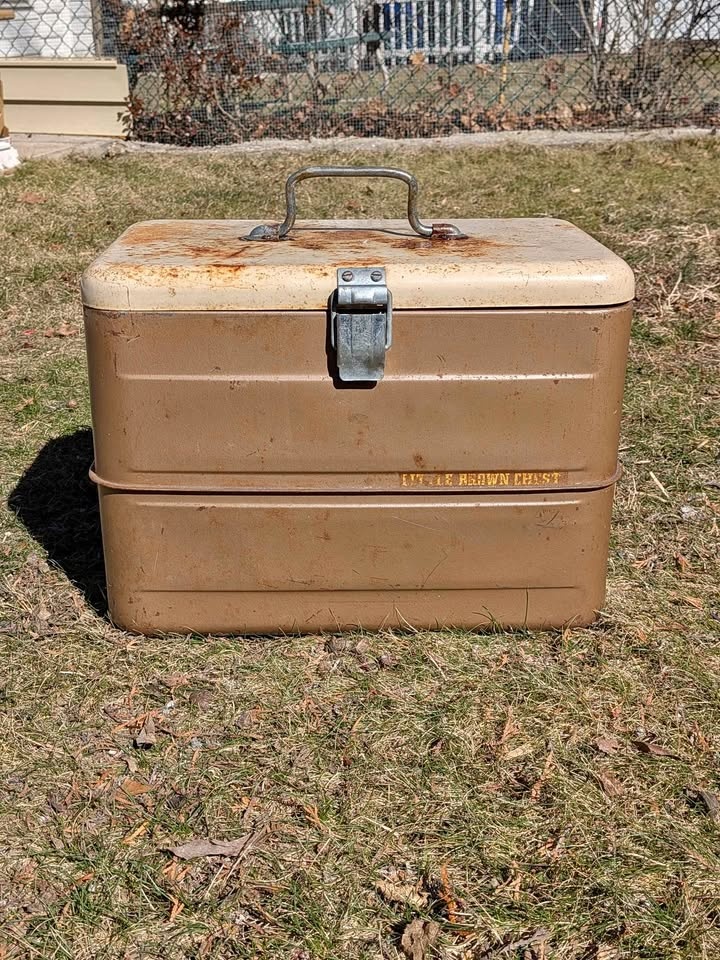 "Little Brown Chest" Vintage Metal Cooler