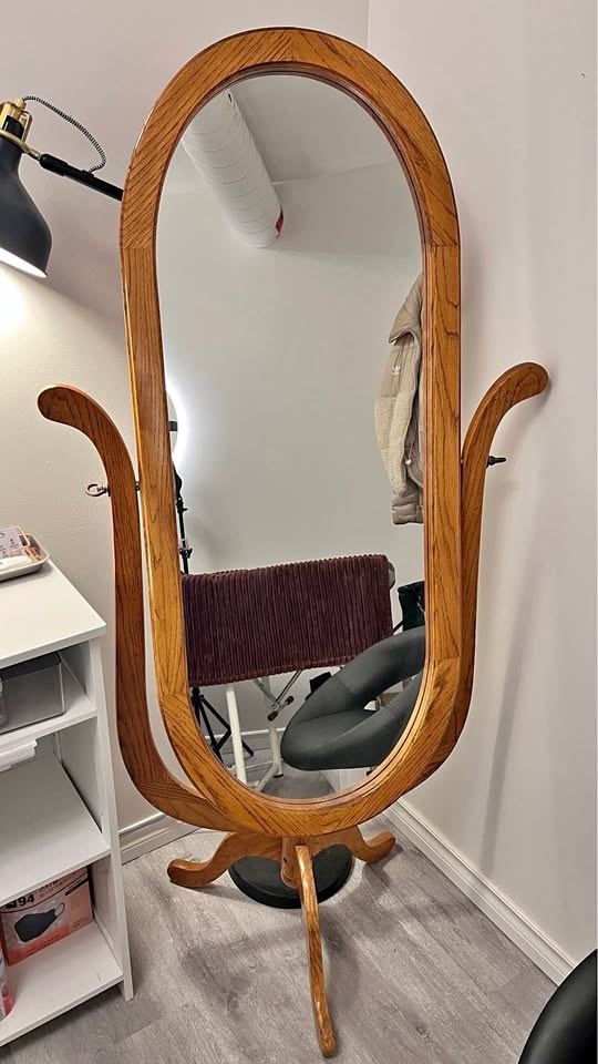 wood standing mirror