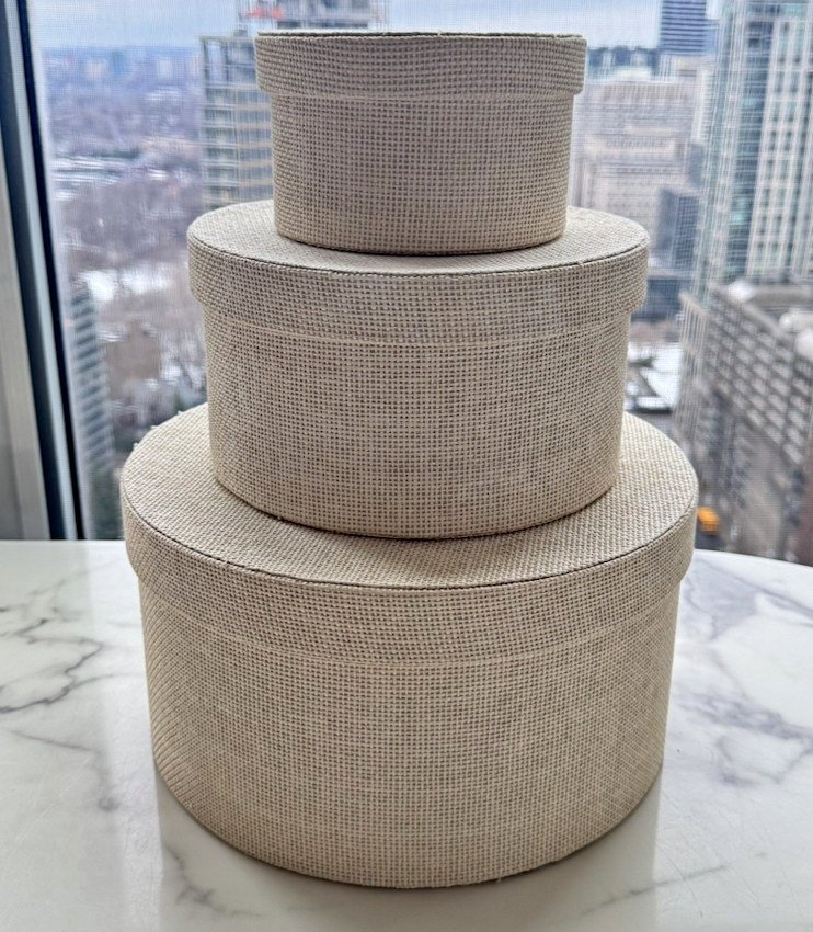 Stackable Round Storage Boxes with Lids - Set of 3
