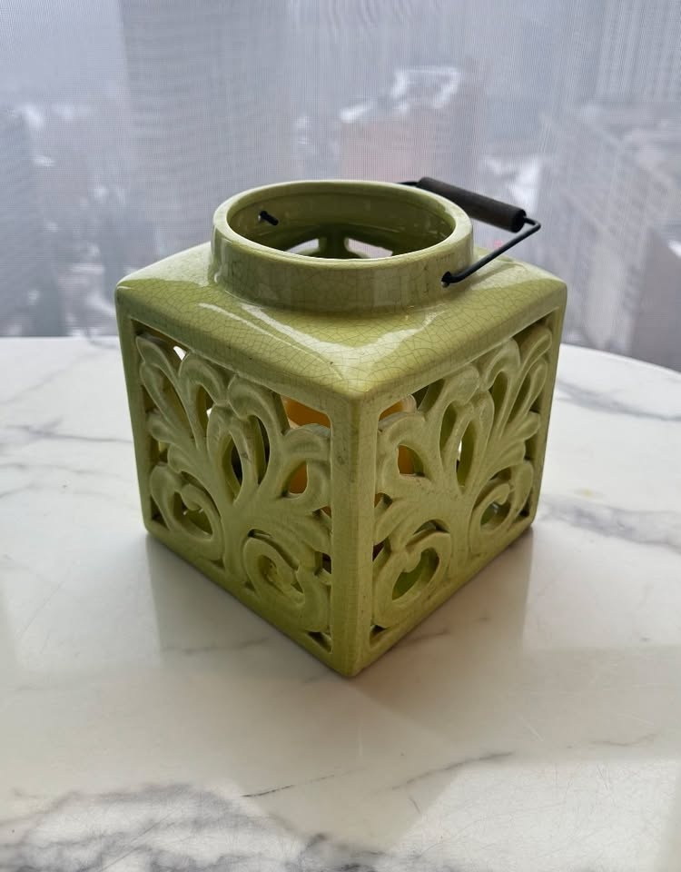 Ceramic Lantern Candle Holders – Green & Blue – Patio / Outdoor - photo 4
