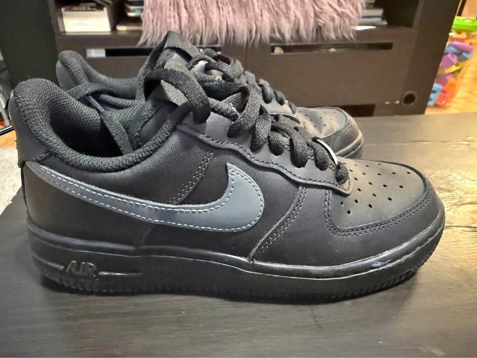 Custom BLACK-AIRFORCE 1s (Size 6 Women's)