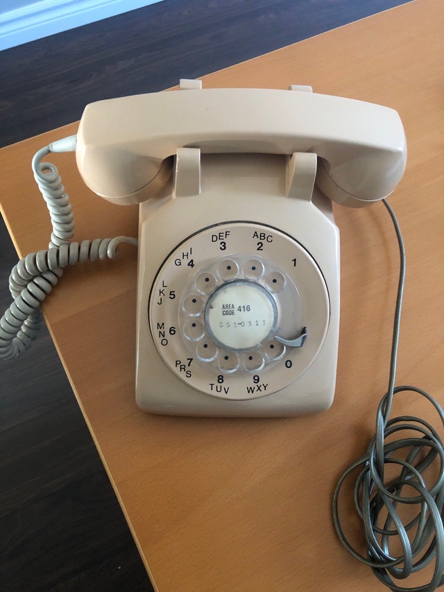Rotary dial phone beige