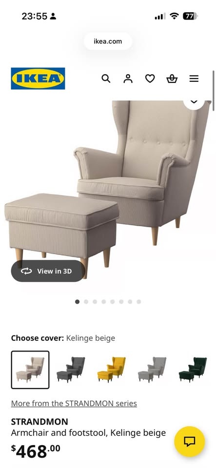 Elegant Wingback Accent Chair and footstool, Kelinge beige - photo 3
