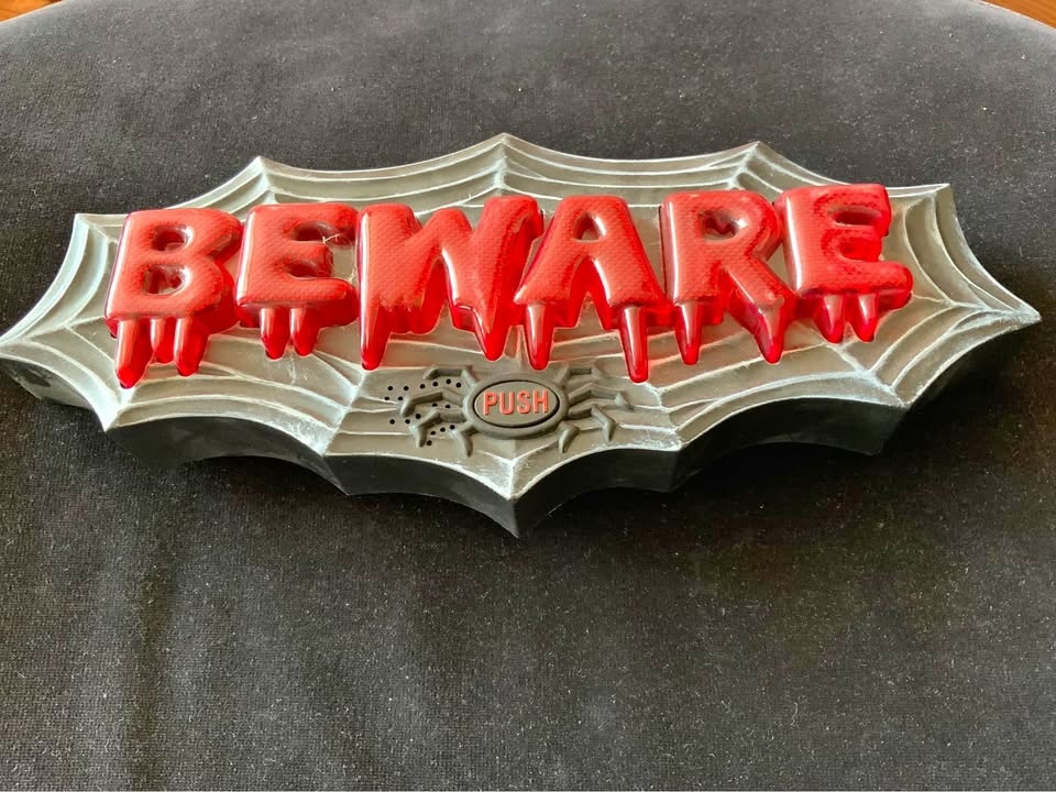 Halloween Decoration — 12” Beware Sign