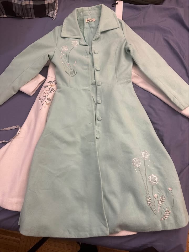 Pretty light green Embroidered Long Coat