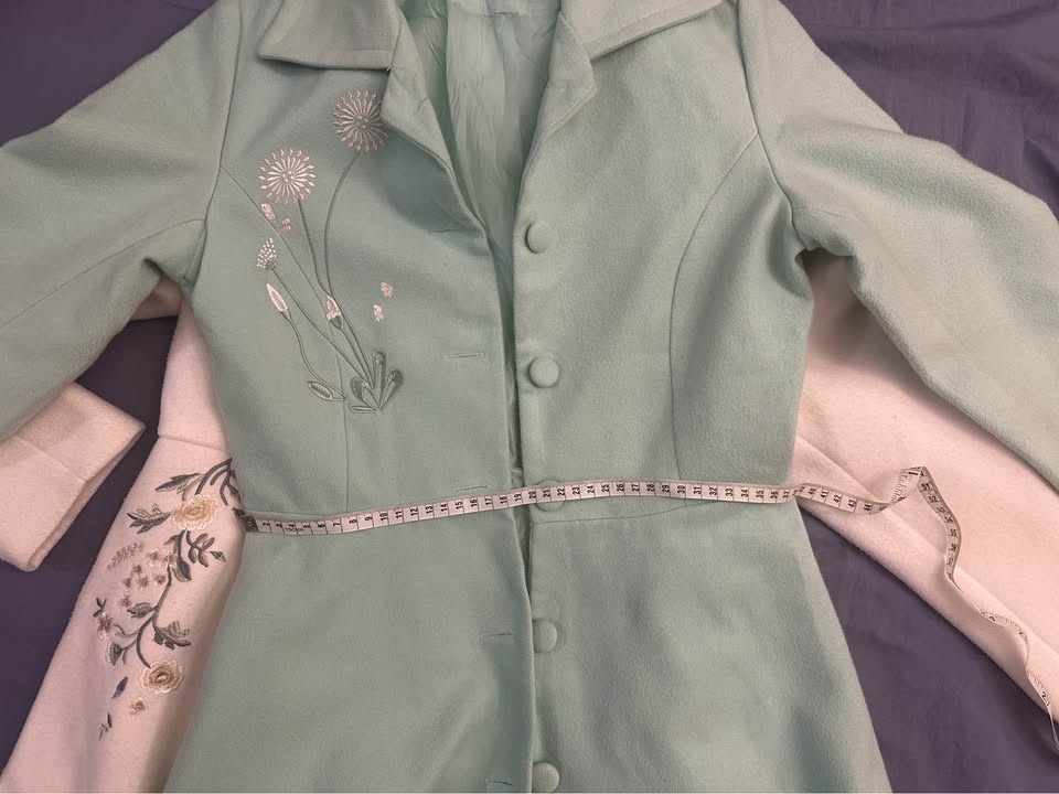 Pretty light green Embroidered Long Coat - photo 2