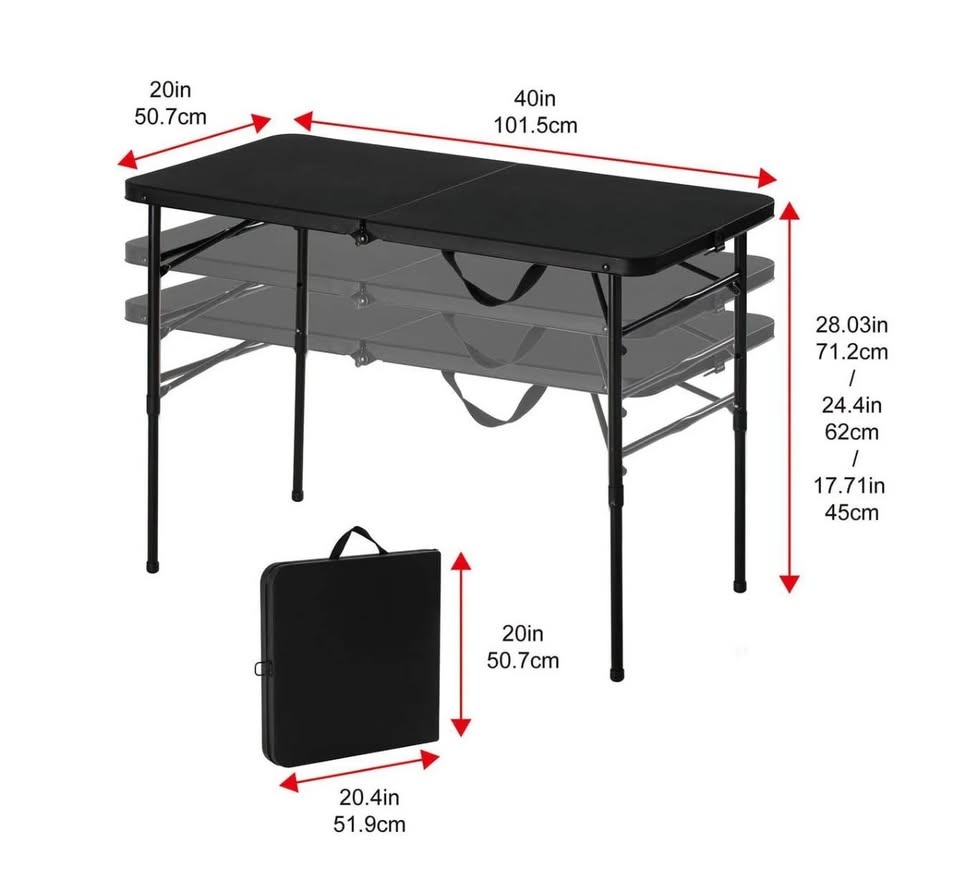 Black folding table adjustable height - photo 2