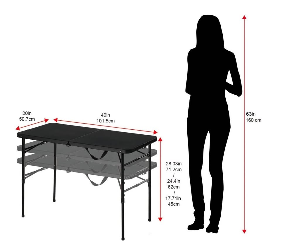 Black folding table adjustable height - photo 3
