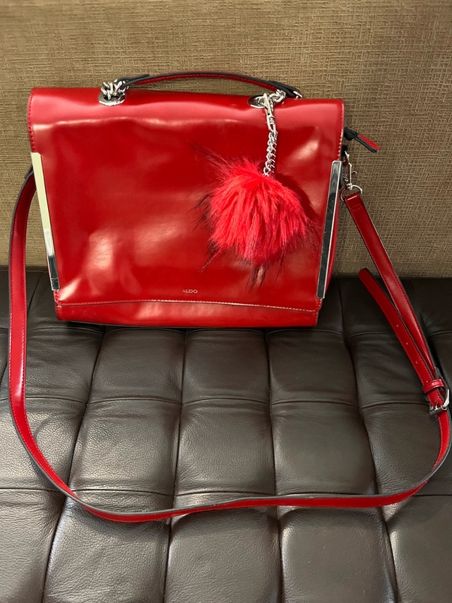 Aldo Red Satchel Handbag Crossbody — 12”