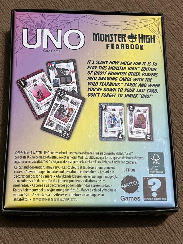 UNO Monster High Fearbook Fandom Card Game Mattel - photo 3